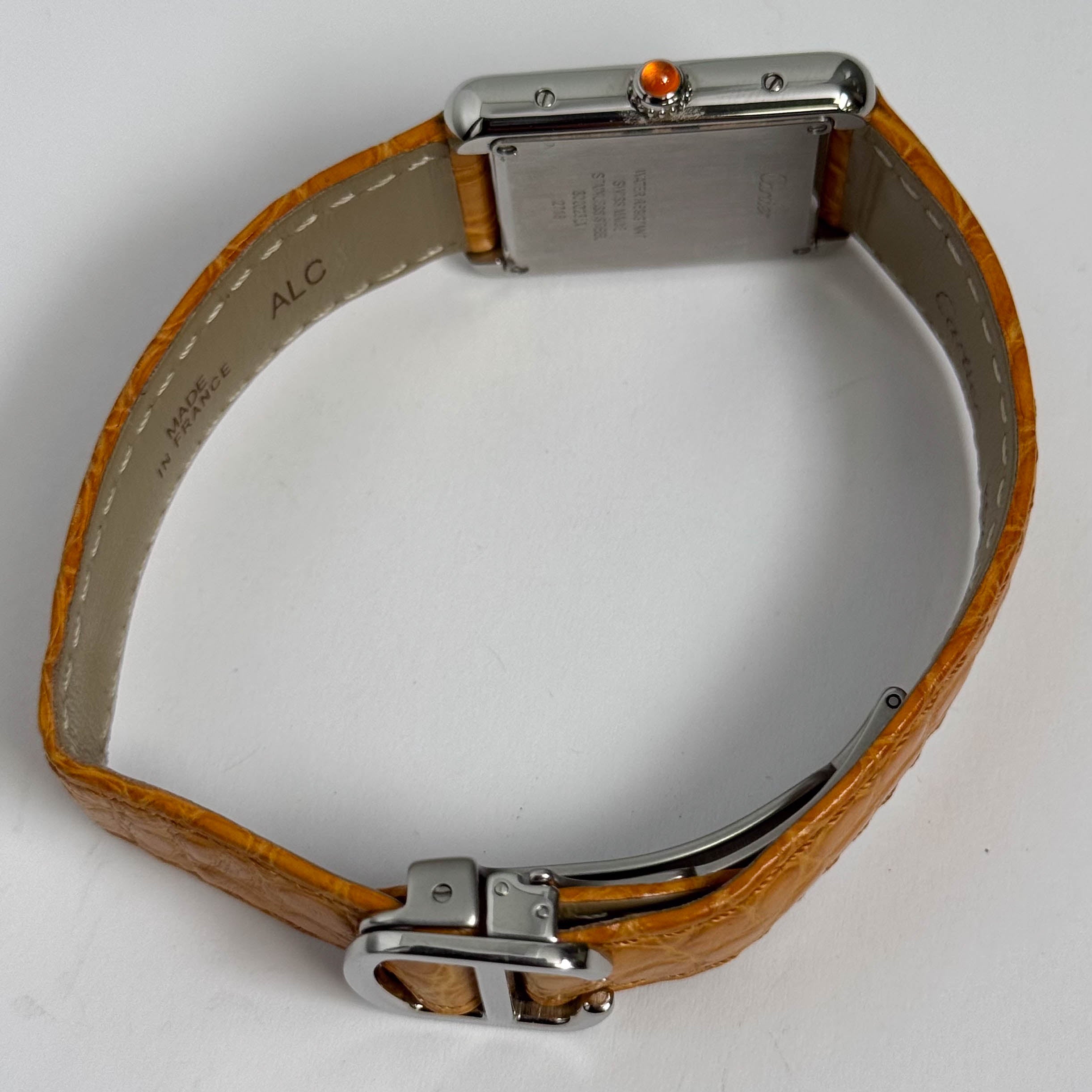 Cartier Tank Solo 23mm Orange Dial Watch Ref# W1019455 – Happy