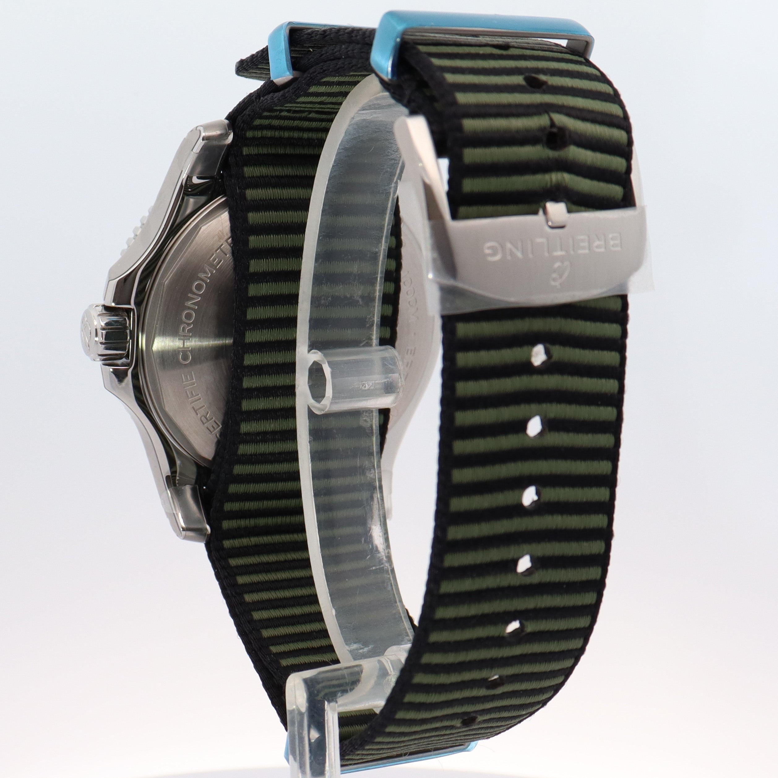 Breitling Superocean Stainless Steel 44mm Green Stick & Roman Dial Watch Reference# A17367A11L1W1 - Happy Jewelers Fine Jewelry Lifetime Warranty