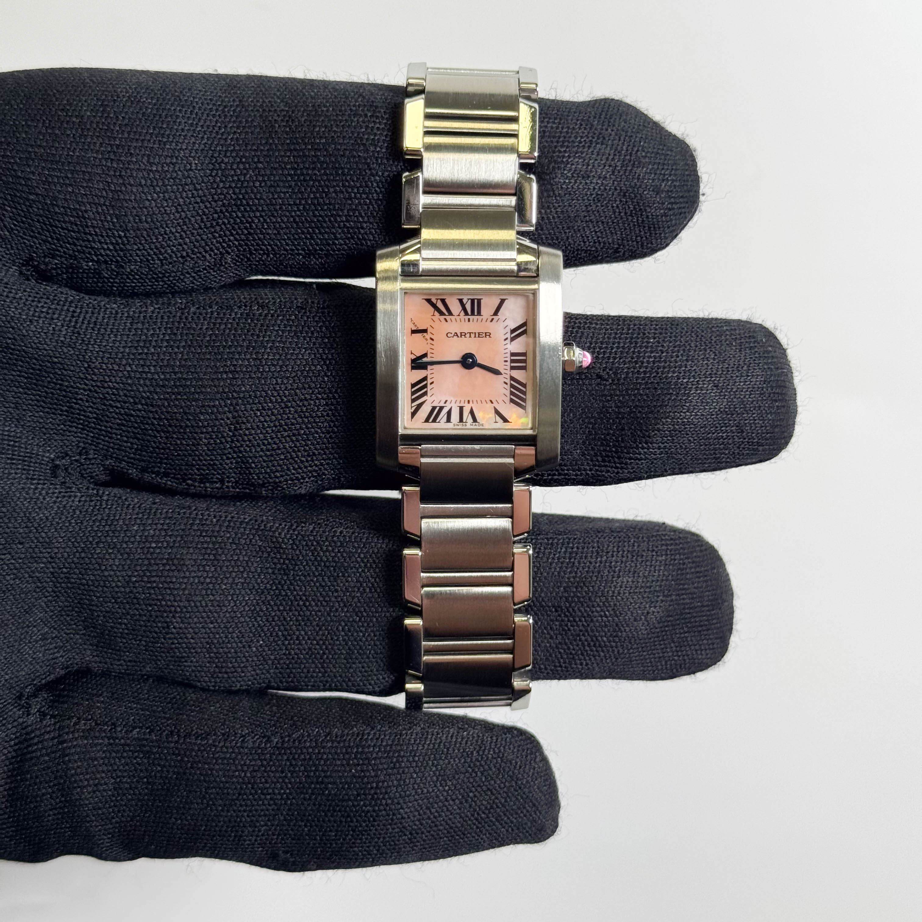 Cartier Tank Francaise  Stainless Steel 20mm MOP Dial Watch Ref# W51028Q3 - Happy Jewelers Fine Jewelry Lifetime Warranty