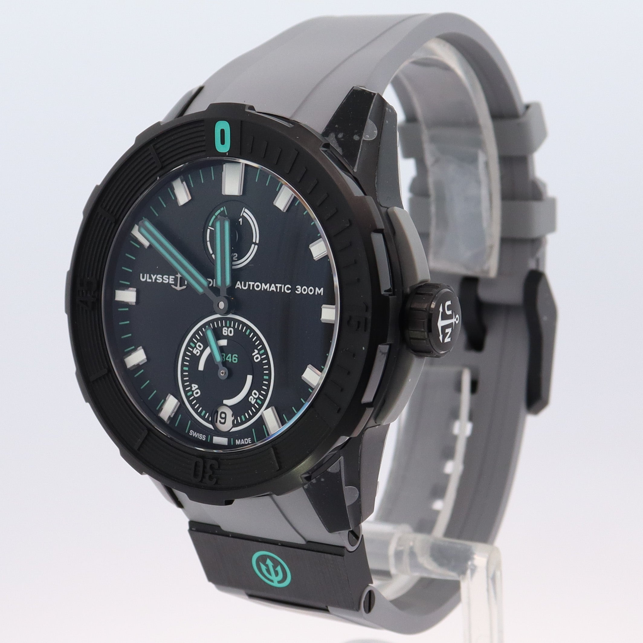 Ulysse Nardin Diver Chronometer One More Wave 44mm Black DLC Titanium Black Chronograph Dial Watch Reference# 1183-170LE-2A-OMW - Happy Jewelers Fine Jewelry Lifetime Warranty