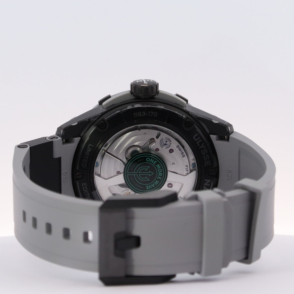 Ulysse Nardin Diver Chronometer One More Wave 44mm Black DLC Titanium Black Chronograph Dial Watch Reference# 1183-170LE-2A-OMW - Happy Jewelers Fine Jewelry Lifetime Warranty