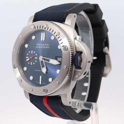 Panerai Submersible Quarantaquattro Luna Rossa Stainless Steel 44mm Blue Dot Dial Watch Reference# PAM01391 - Happy Jewelers Fine Jewelry Lifetime Warranty