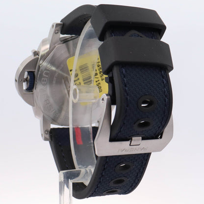 Panerai Submersible Quarantaquattro Luna Rossa Stainless Steel 44mm Blue Dot Dial Watch Reference# PAM01391 - Happy Jewelers Fine Jewelry Lifetime Warranty