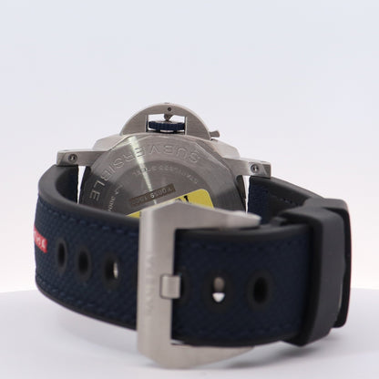 Panerai Submersible Quarantaquattro Luna Rossa Stainless Steel 44mm Blue Dot Dial Watch Reference# PAM01391 - Happy Jewelers Fine Jewelry Lifetime Warranty