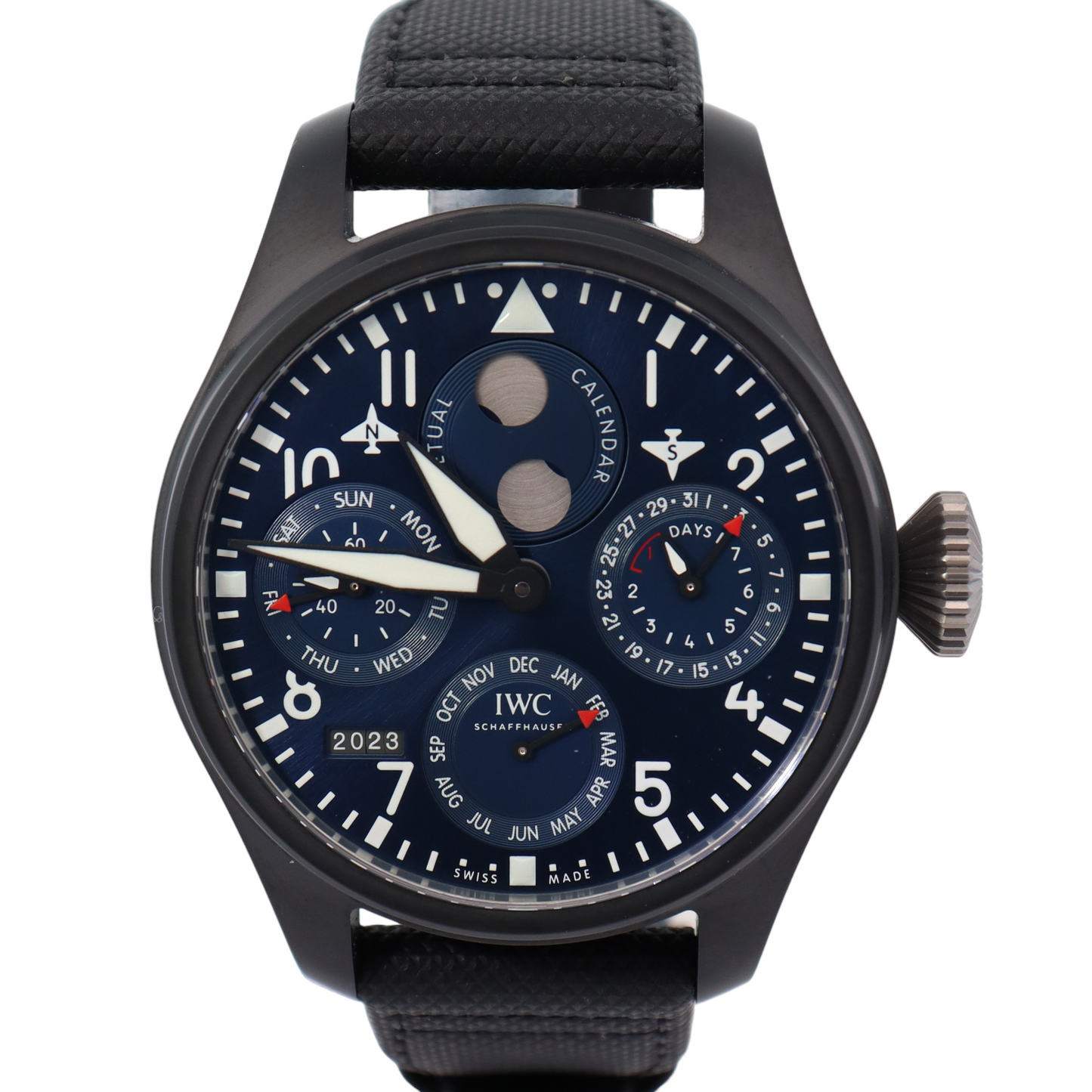 Load image into Gallery viewer, IWC Big Pilot Ceramic 47mm Blue Chronograph Dial Watch Reference# IW503001 - Happy Jewelers Fine Jewelry Lifetime Warranty
