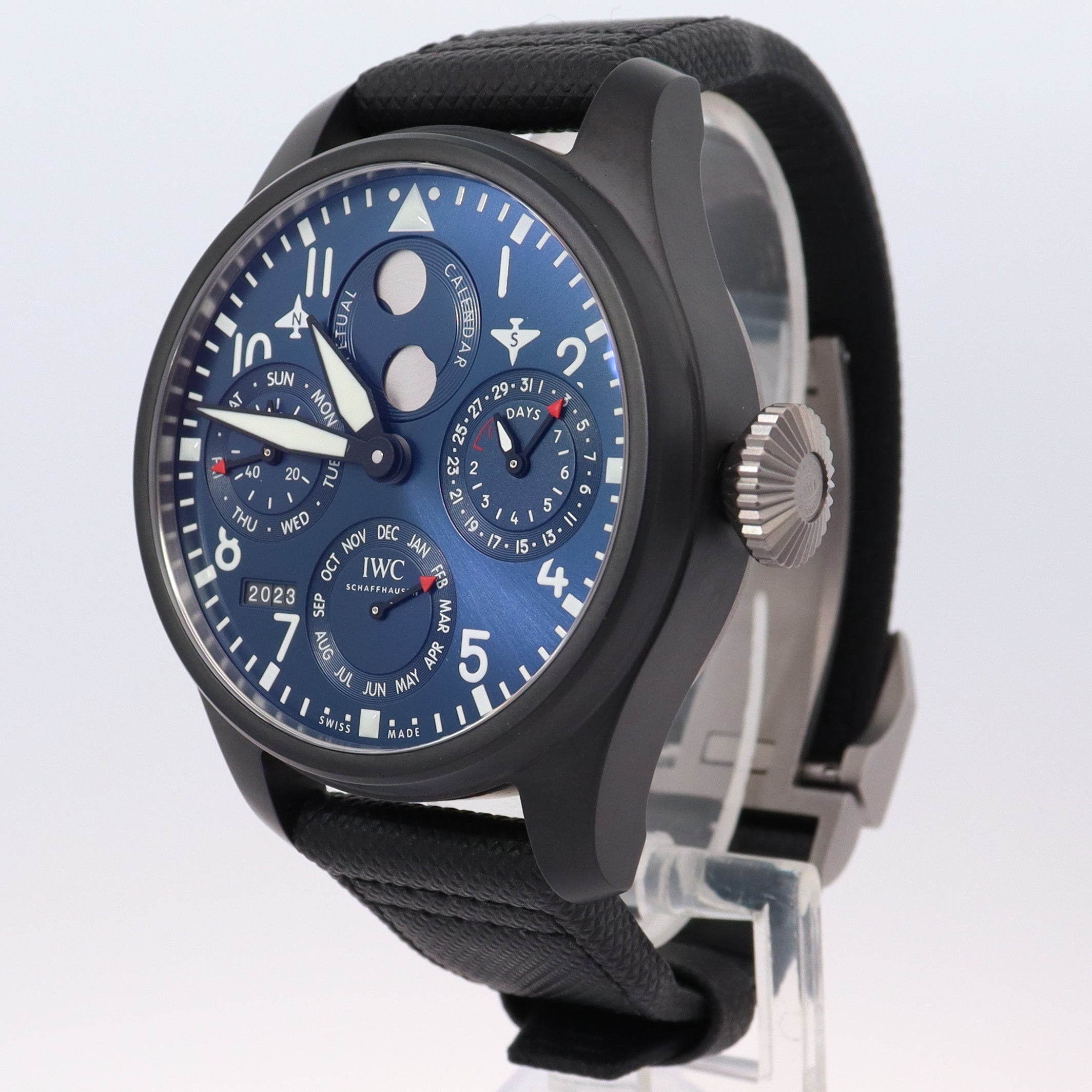 IWC Big Pilot Ceramic 47mm Blue Chronograph Dial Watch Reference# IW503001 - Happy Jewelers Fine Jewelry Lifetime Warranty