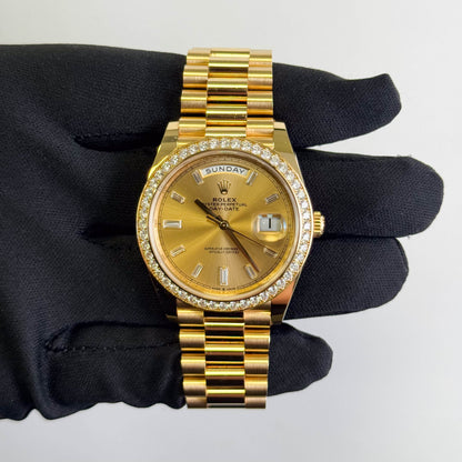 Rolex Day-Date 40mm Champagne Baguette Dial Watch Ref# 228348RBR