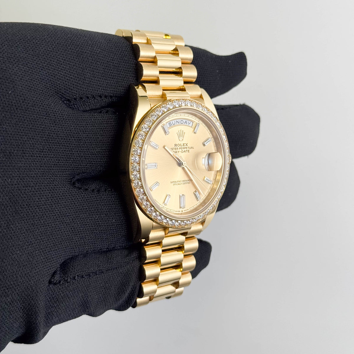 Rolex Day-Date 40mm Champagne Baguette Dial Watch Ref# 228348RBR