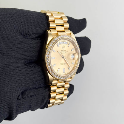Rolex Day-Date 40mm Champagne Baguette Dial Watch Ref# 228348RBR