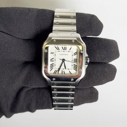 Cartier Santos 35mm White Dial Watch Ref# WSSA0029