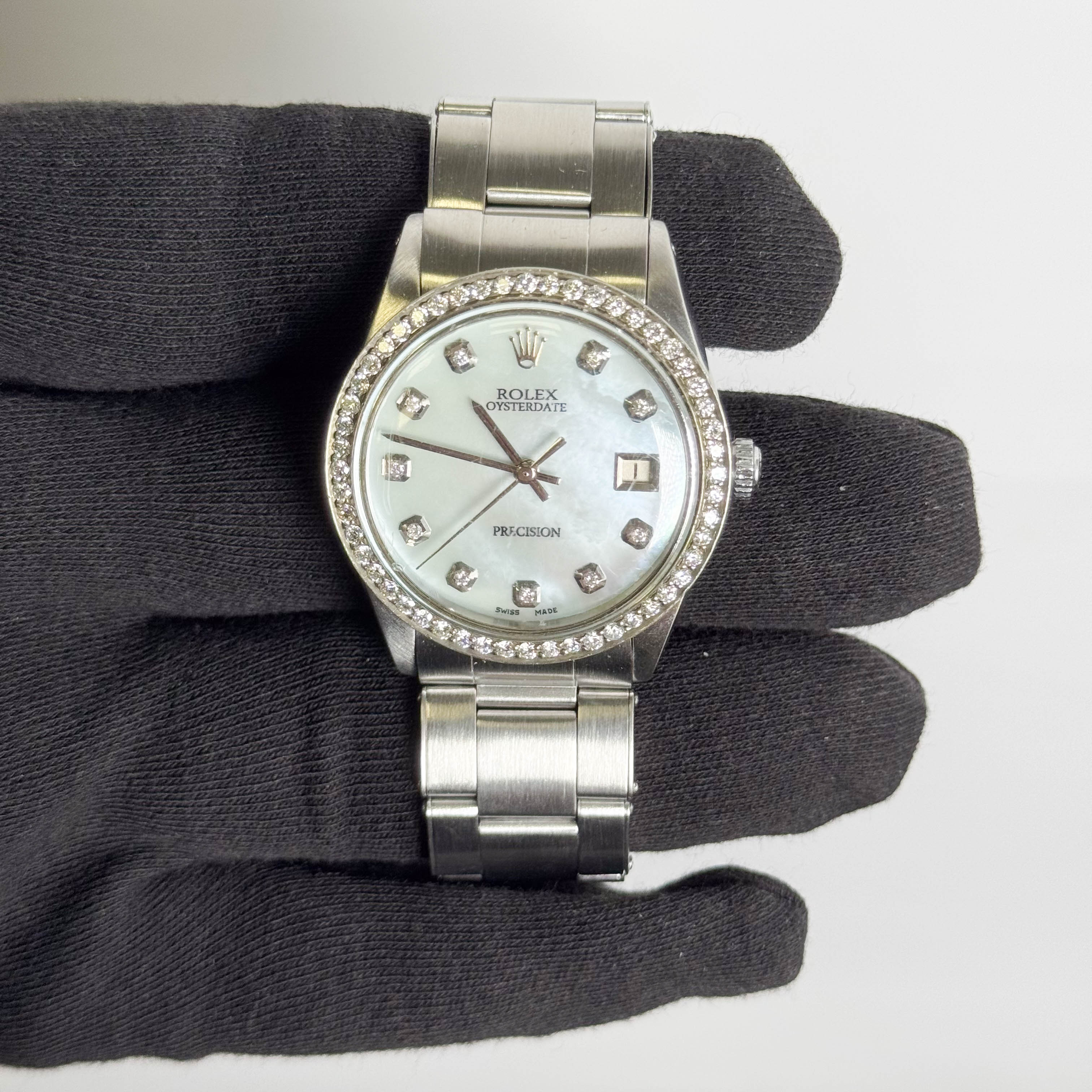 Rolex Oysterdate 34mm Aftermarket Mother Of Pearl Dial Ref# 6694