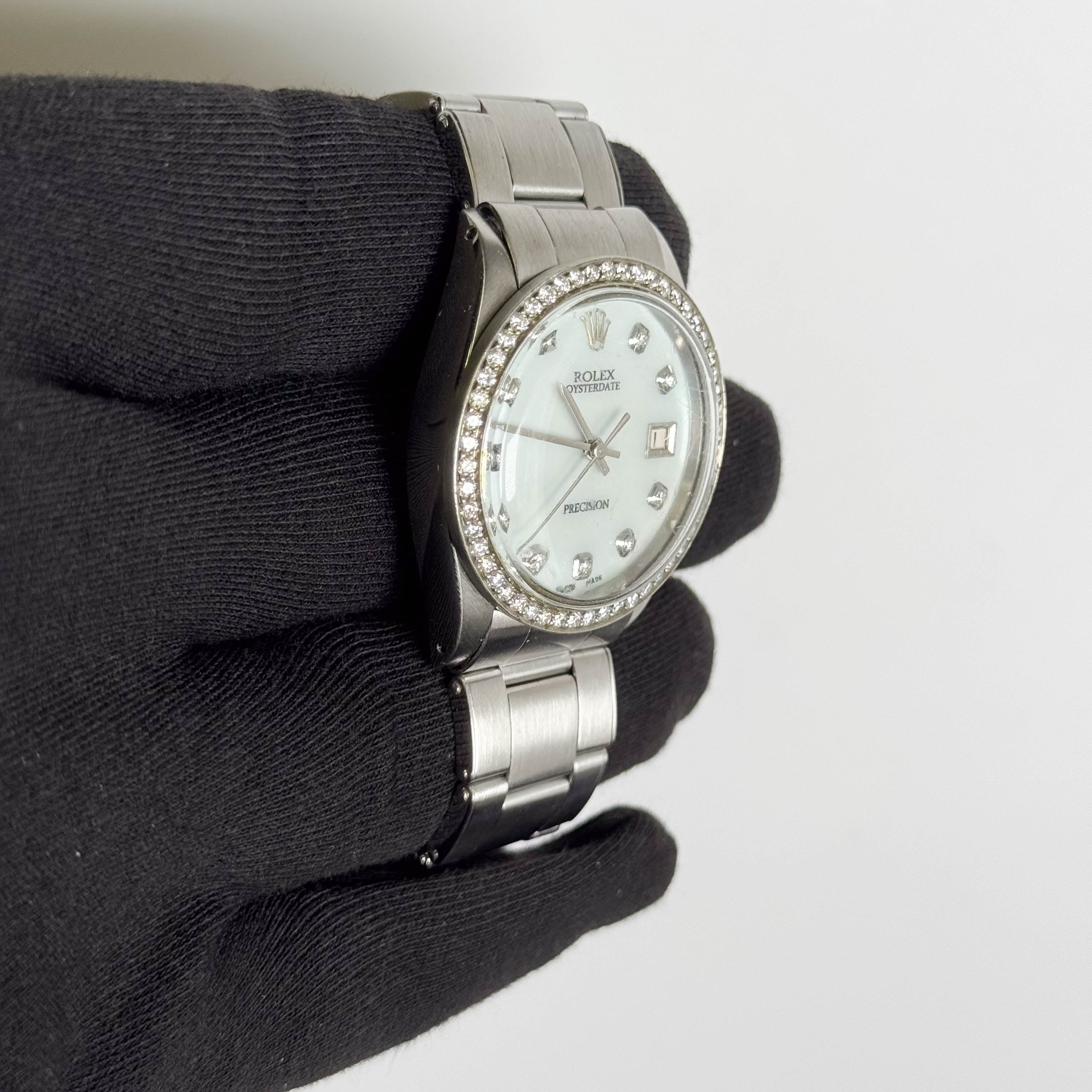 Rolex Oysterdate 34mm Aftermarket Mother Of Pearl Dial Ref# 6694