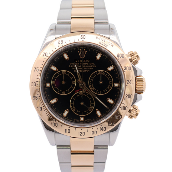 Load image into Gallery viewer, Rolex Daytona 40mm Stainless Steel &amp;amp; Yellow Gold Black Chronograph Dial Watch - Happy Jewelers Fine Jewelry Lifetime Warranty
