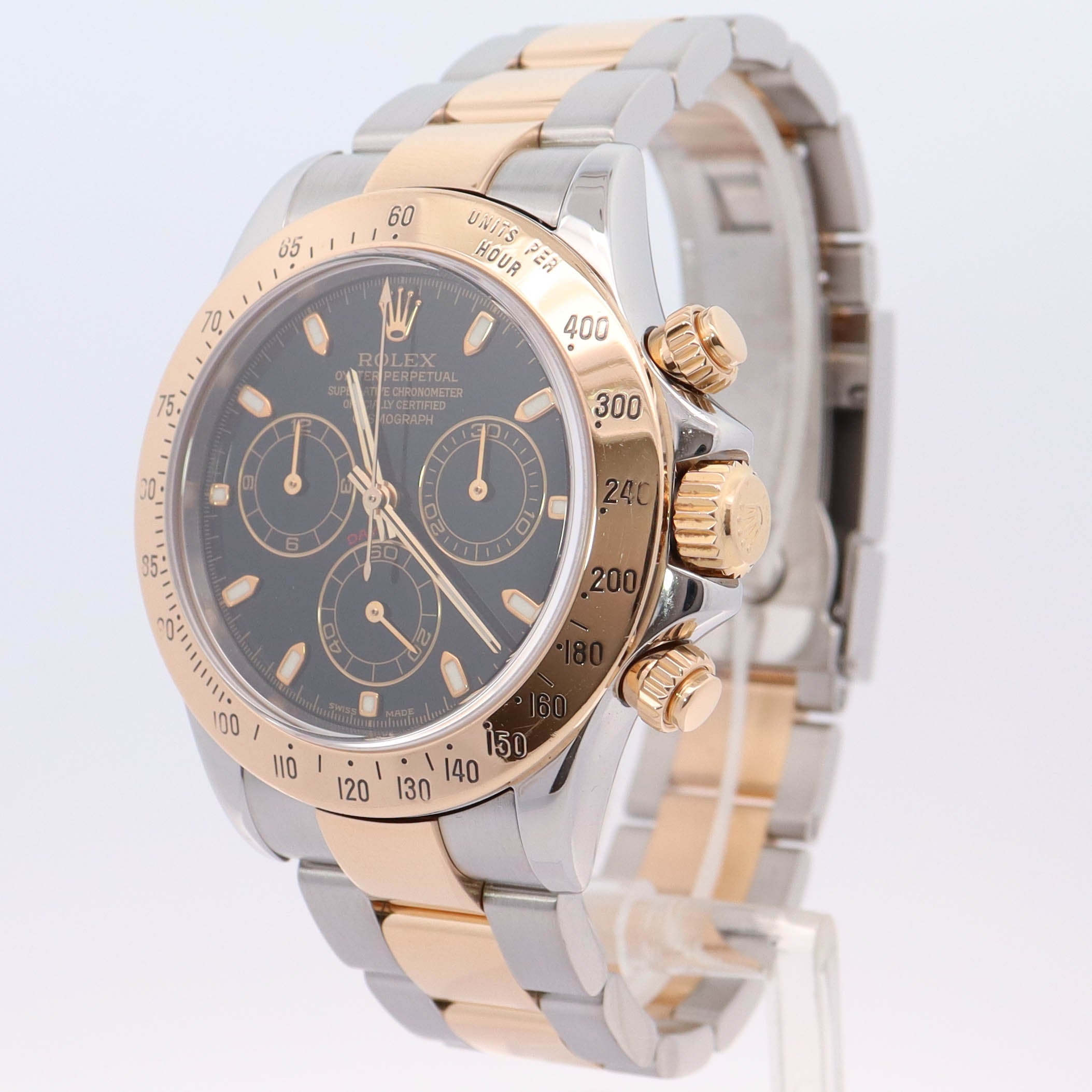 Rolex Daytona 40mm Stainless Steel & Yellow Gold Black Chronograph Dial Watch - Happy Jewelers Fine Jewelry Lifetime Warranty
