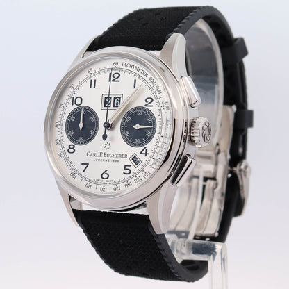 Carl F. Bucherer Heritage 41mm Stainless Steel Silver Chronograph Dial Watch Reference# 00.10803.08.12.01 - Happy Jewelers Fine Jewelry Lifetime Warranty