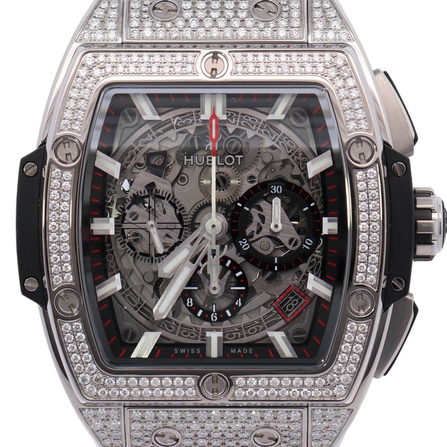 Hublot Mens Spirit of Big Bang Titanium 42mm Skeleton Dial Watch Ref#: 641.NX.0173.LR.1704