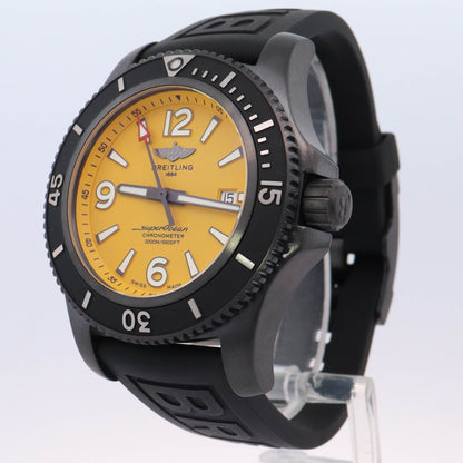 Breitling Superocean Stainless Steel 46mm Yellow Roman & Stick Dial Watch Reference#: M17368D71I1S1 - Happy Jewelers Fine Jewelry Lifetime Warranty