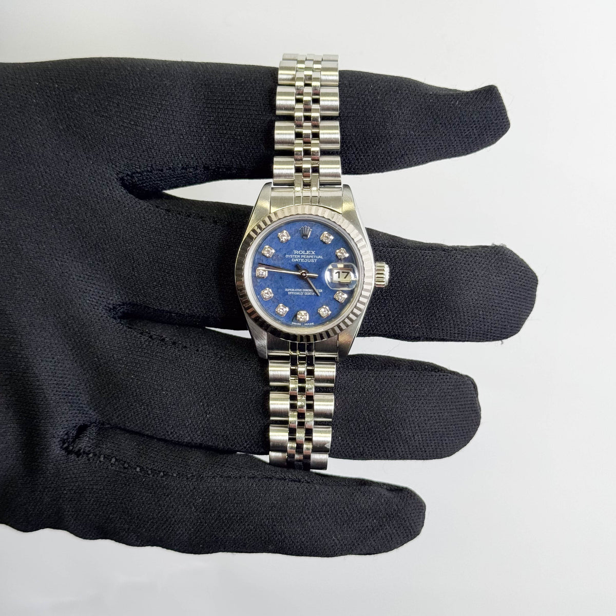 Rolex Lady Datejust 26mm Blue factory Diamond Dial Watch Ref# 79174