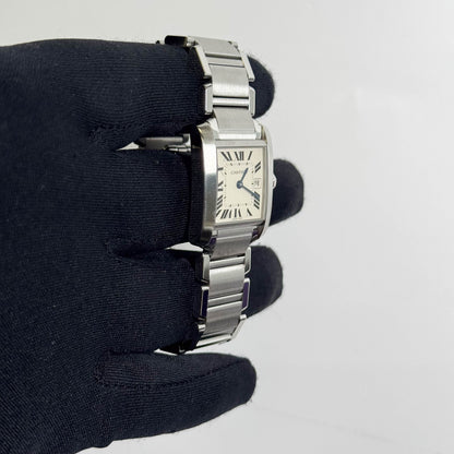Cartier Tank Stainless Steel 25mm White/Ivory Dial Watch Ref# W51011Q3 - Happy Jewelers Fine Jewelry Lifetime Warranty