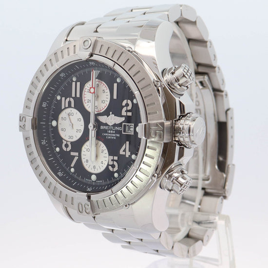 Breitling Super Avenger Stainless Steel 48.4mm Black Chronograph Dial Watch Reference#: A13370 - Happy Jewelers Fine Jewelry Lifetime Warranty