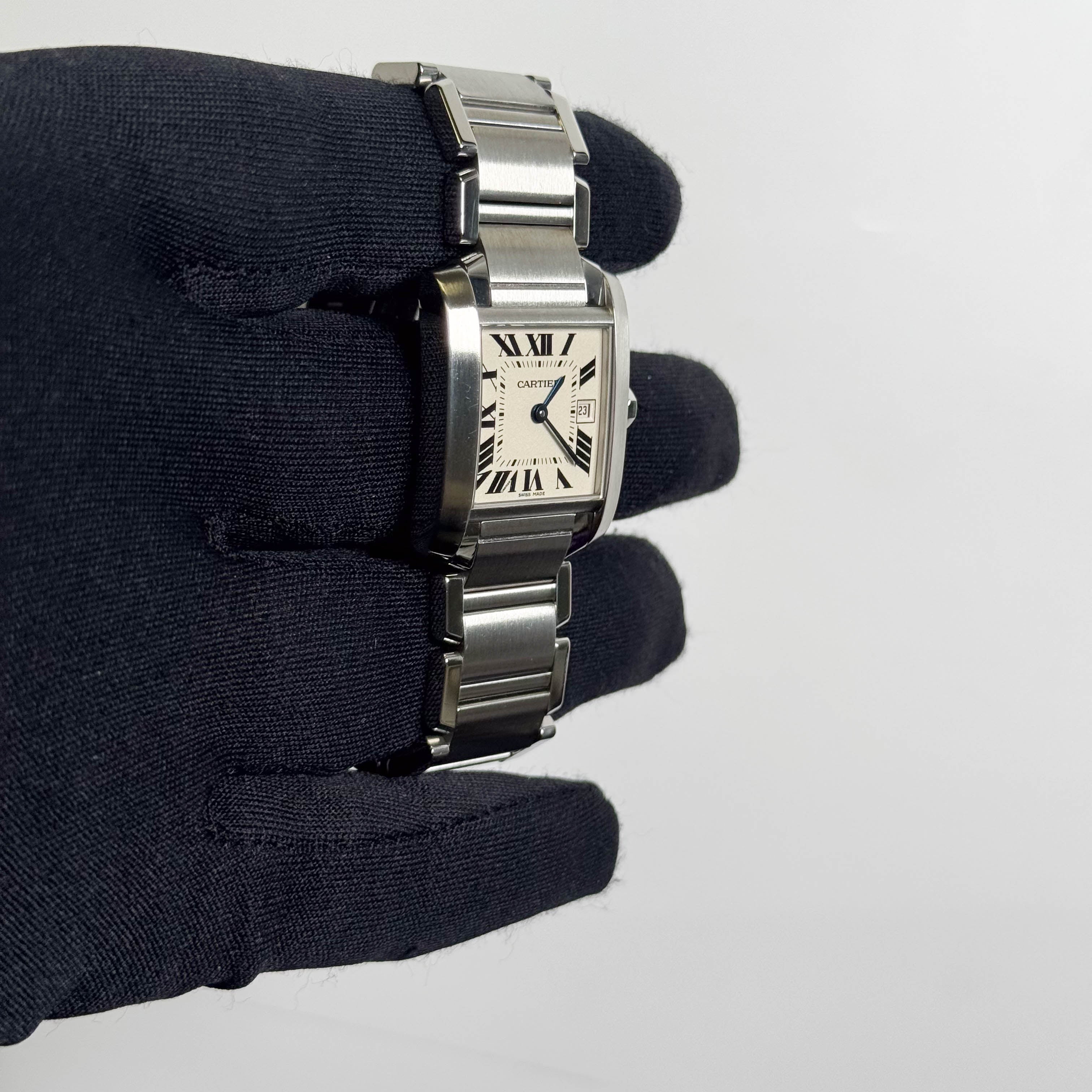 Cartier Tank Stainless Steel 25mm White/Ivory Dial Watch Ref# W51011Q3 - Happy Jewelers Fine Jewelry Lifetime Warranty