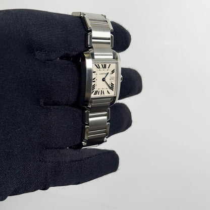 Cartier Tank Stainless Steel 25mm White/Ivory Dial Watch Ref# W51011Q3 - Happy Jewelers Fine Jewelry Lifetime Warranty