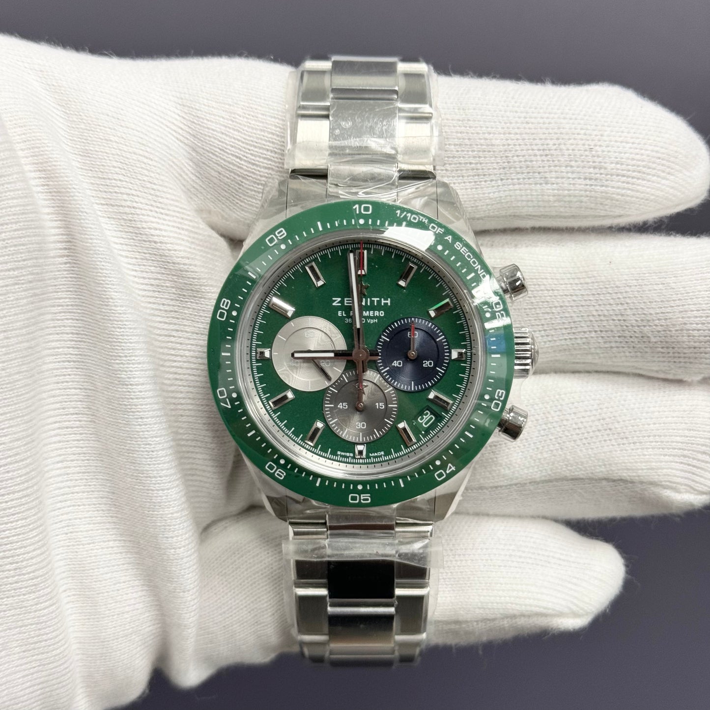 Zenith Choronomaster Sport 41mm Stainless Steel Green Chronograph Dial Watch Ref# 03.3119.3600/56.M3100