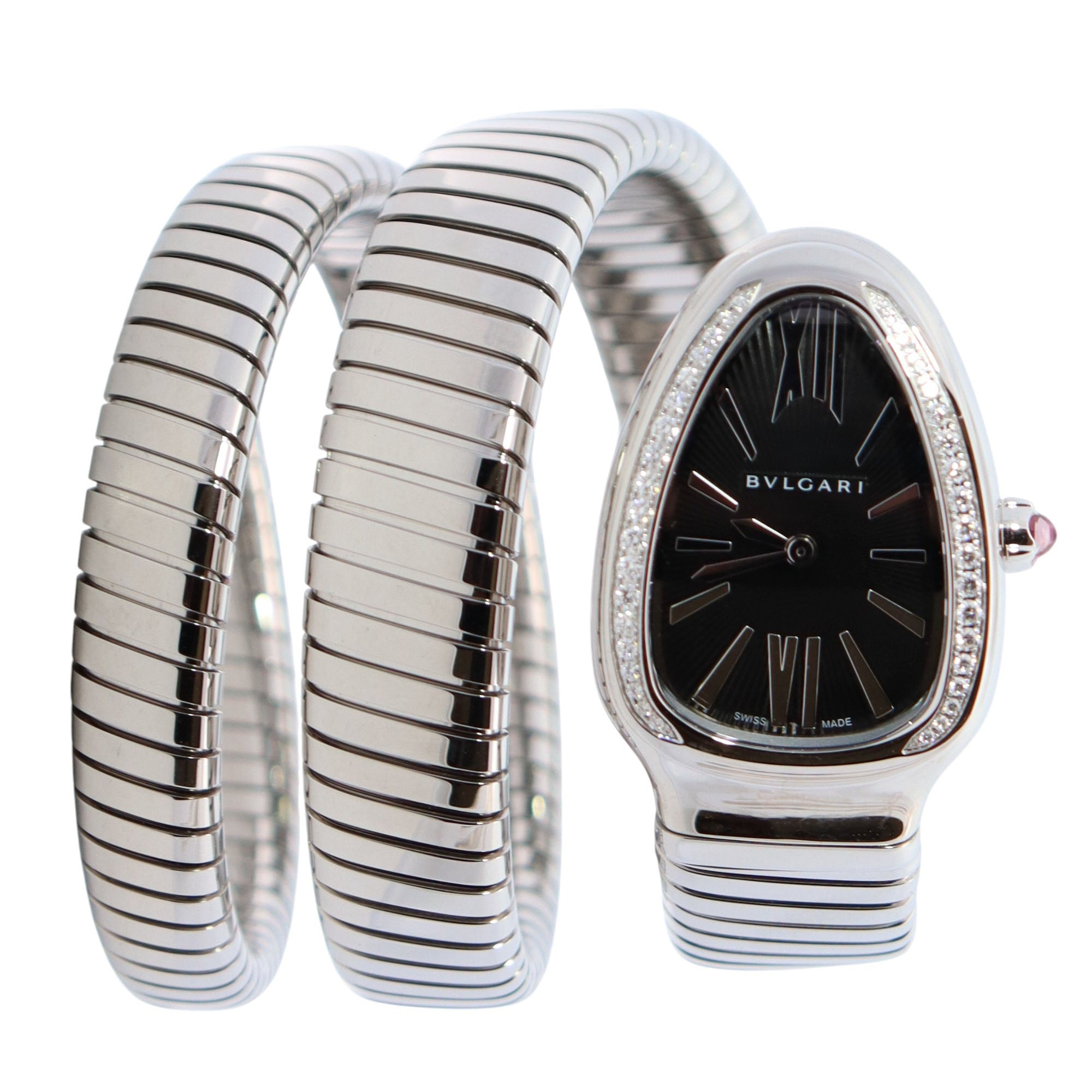 Bvlgari Serpenti 35mm Black Dial Watch Ref# 103818 - Happy Jewelers Fine Jewelry Lifetime Warranty