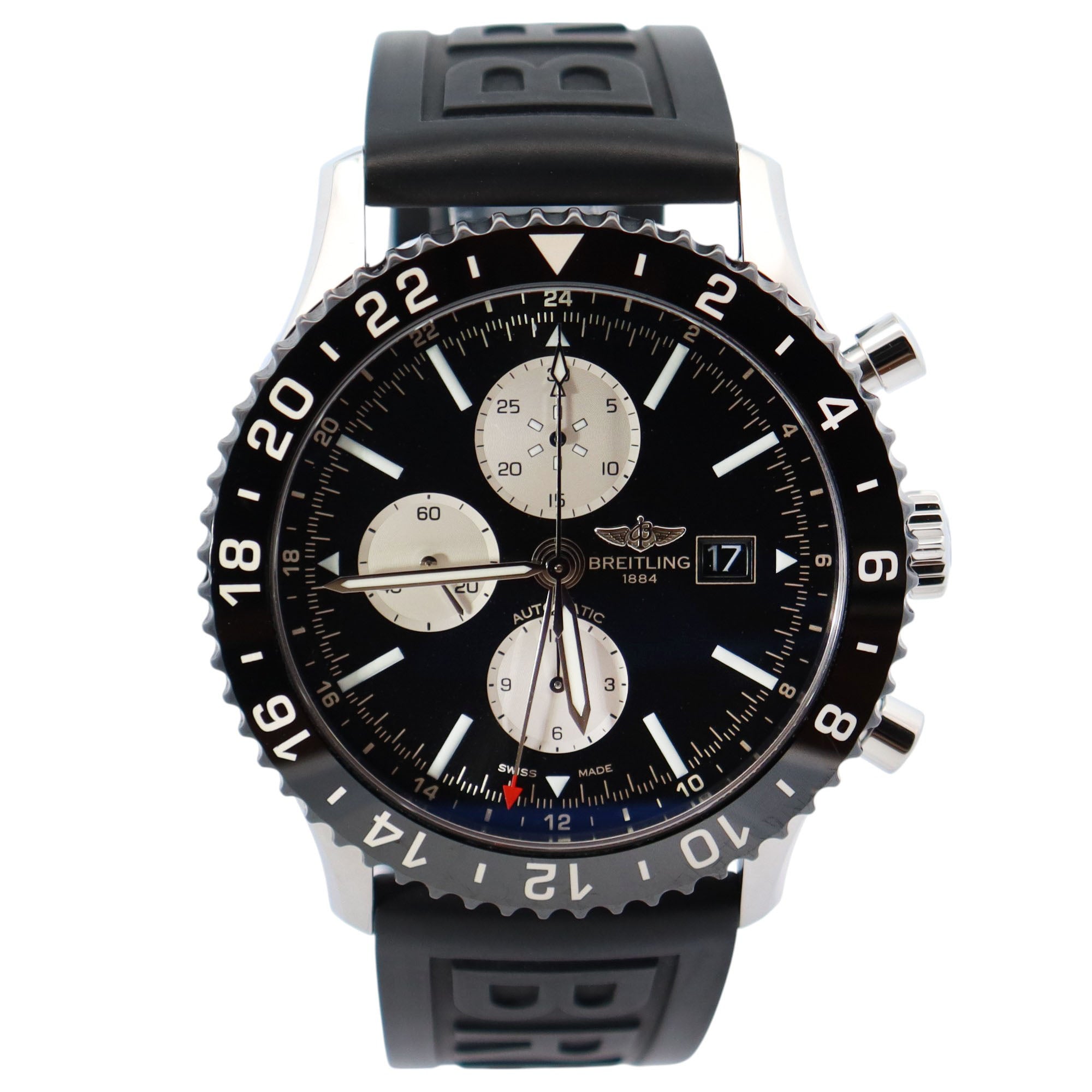 Breitling Chronoliner 46mm Black Dial Watch Ref# Y2431012/BE10 - Happy Jewelers Fine Jewelry Lifetime Warranty