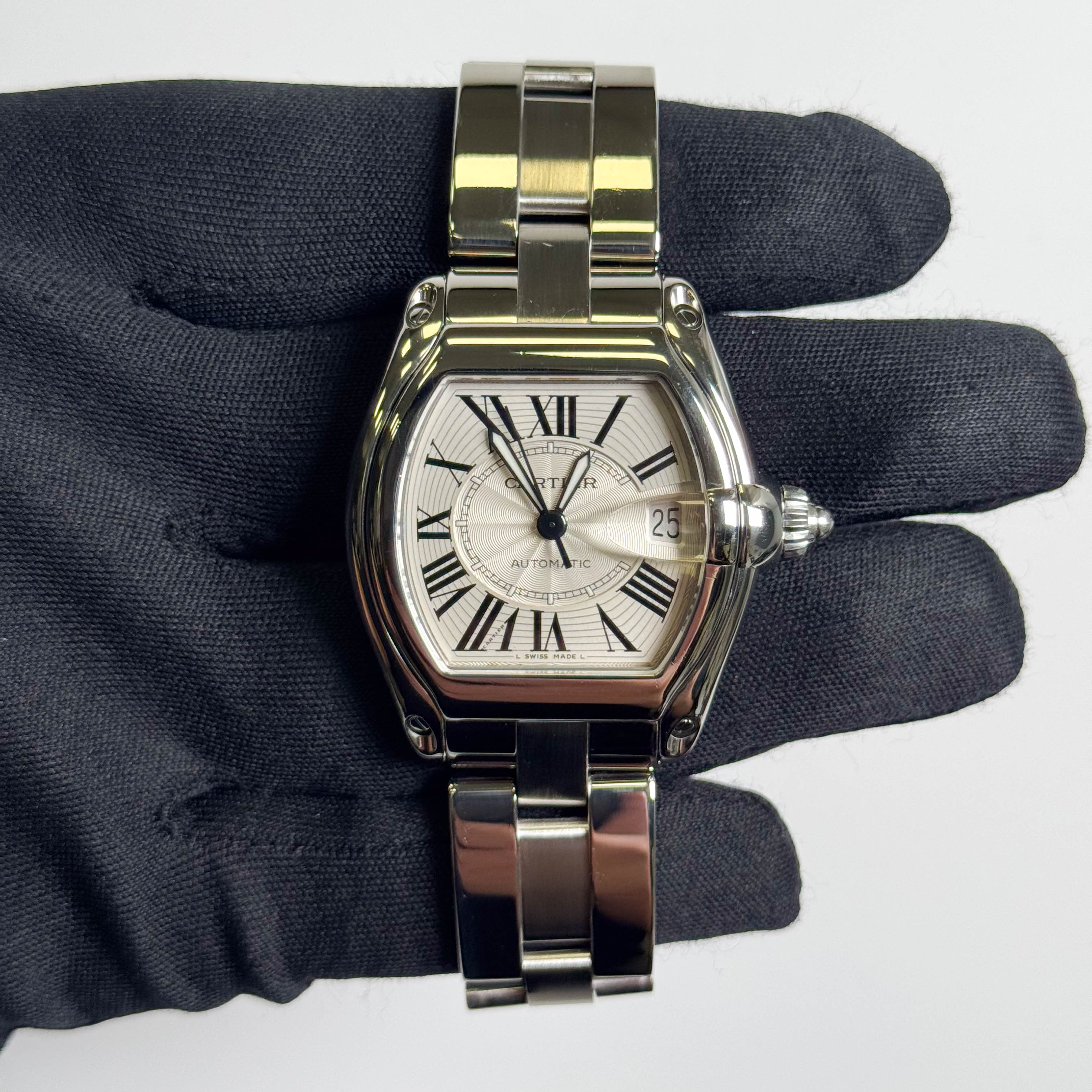 Cartier Roadster 35mm Silver Dial Watch Ref# W62025V3