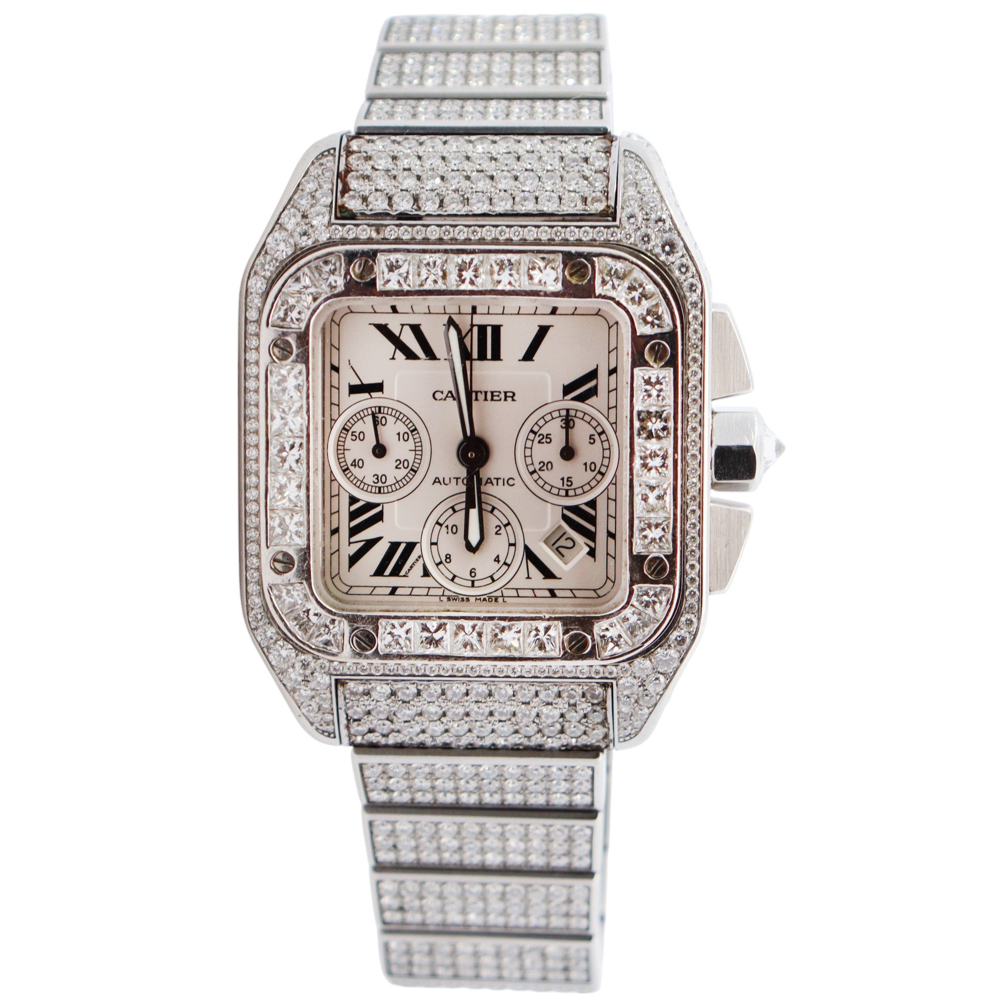 Cartier Santos 41mm White Dial Watch Ref# W20090X8 - Happy Jewelers Fine Jewelry Lifetime Warranty