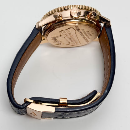 Breitling Montbrilliant 40mm Rose Gold Blue Chronograph Dial Watch Ref# RB0130