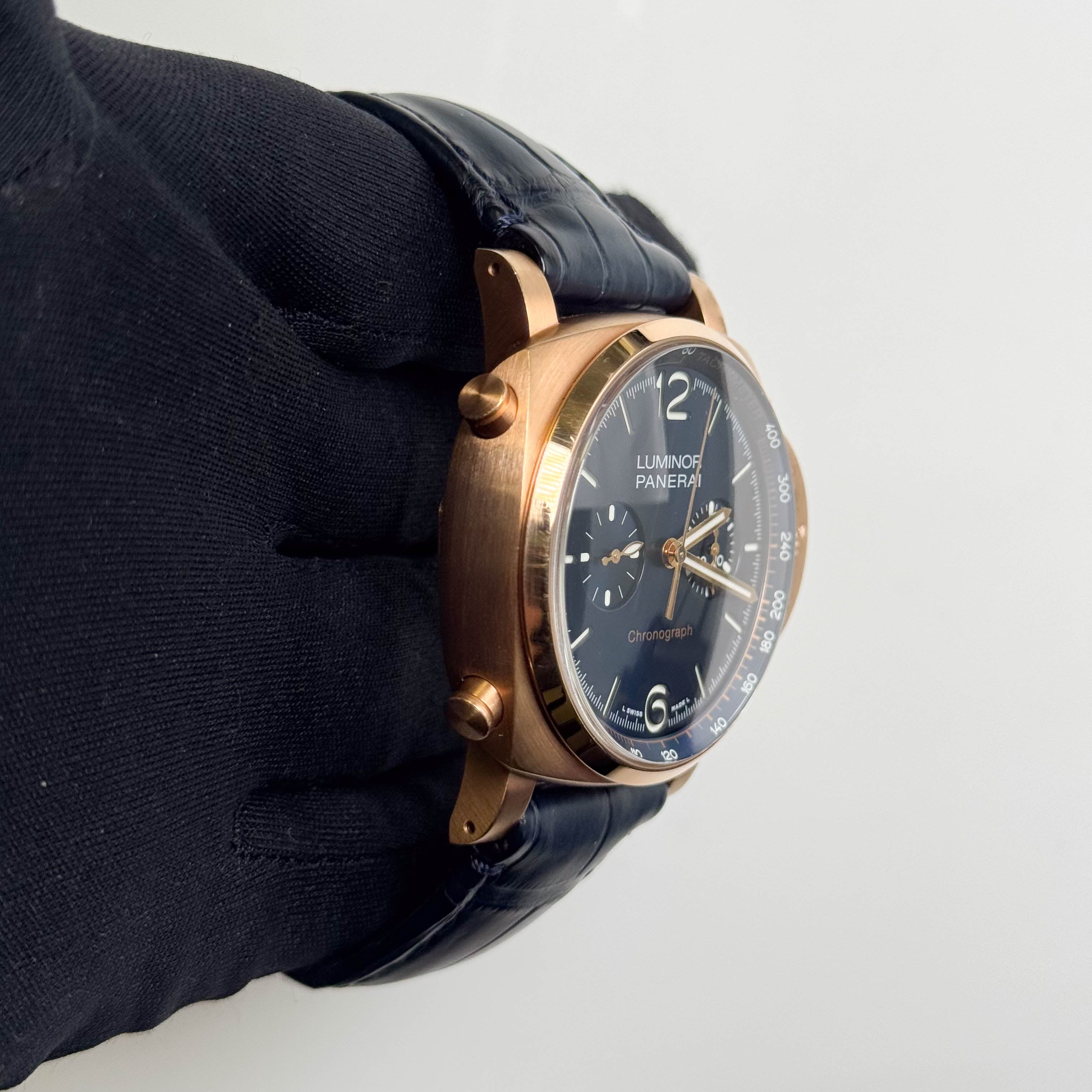 Panerai Luminor Chrono 44mm Blue Dial Watch Ref# PAM01111 - Happy Jewelers Fine Jewelry Lifetime Warranty