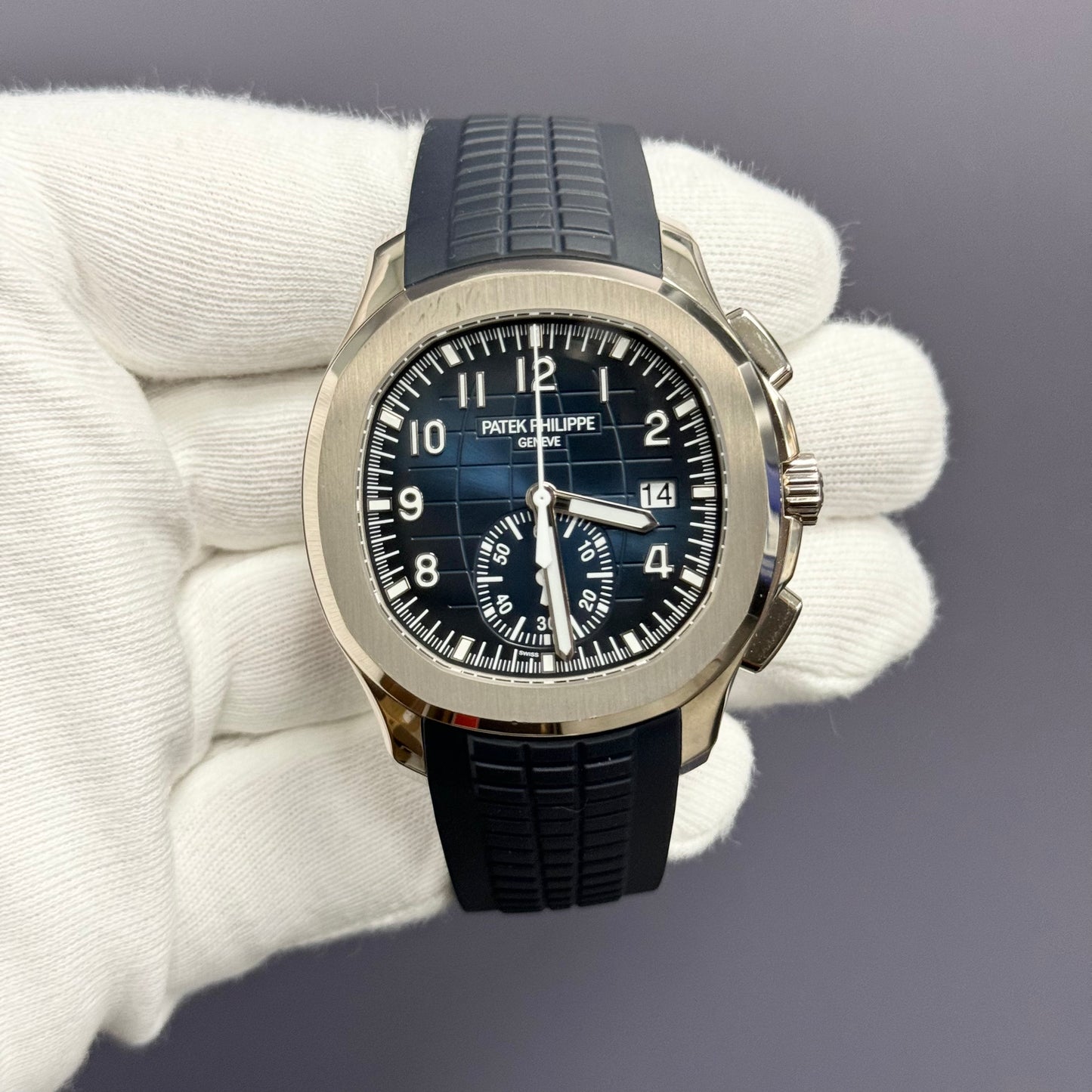 Patek Philippe Aquanaut 42mm Blue Dial Watch Ref# 5968G-001