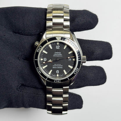 Omega Seamaster Planet Ocean Stainless Steel 42mm Black Stick Dial Watch Ref# 2201.50.00 - Happy Jewelers Fine Jewelry Lifetime Warranty