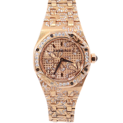 Audemars Piguet Royal Oak 33mm Pink Dial Watch Ref# 67617OR.ZZ.1235OR.01 - Happy Jewelers Fine Jewelry Lifetime Warranty