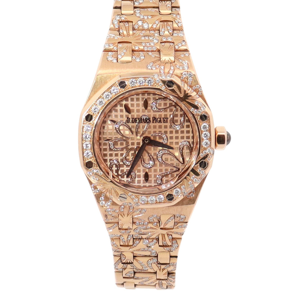 Audemars Piguet Royal Oak 33mm Pink Dial Watch Ref# 67617OR.ZZ.1235OR.01