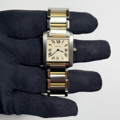 Cartier Tank Stainless Steel 25mm White Roman Dial Watch Ref# W51006Q4 - Happy Jewelers Fine Jewelry Lifetime Warranty