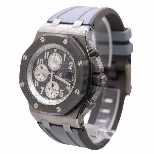 Audemars Piguet Men's Royal Oak Offshore Titanium 42mm Slate Grey "Mega Tapisserie" Chronograph Dial Watch Ref# 26470IO.OO.A006CA.01 - Happy Jewelers Fine Jewelry Lifetime Warranty