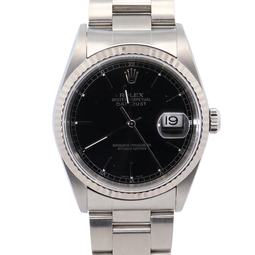 Rolex Datejust 36mm Black Dial Watch Ref# 16234
