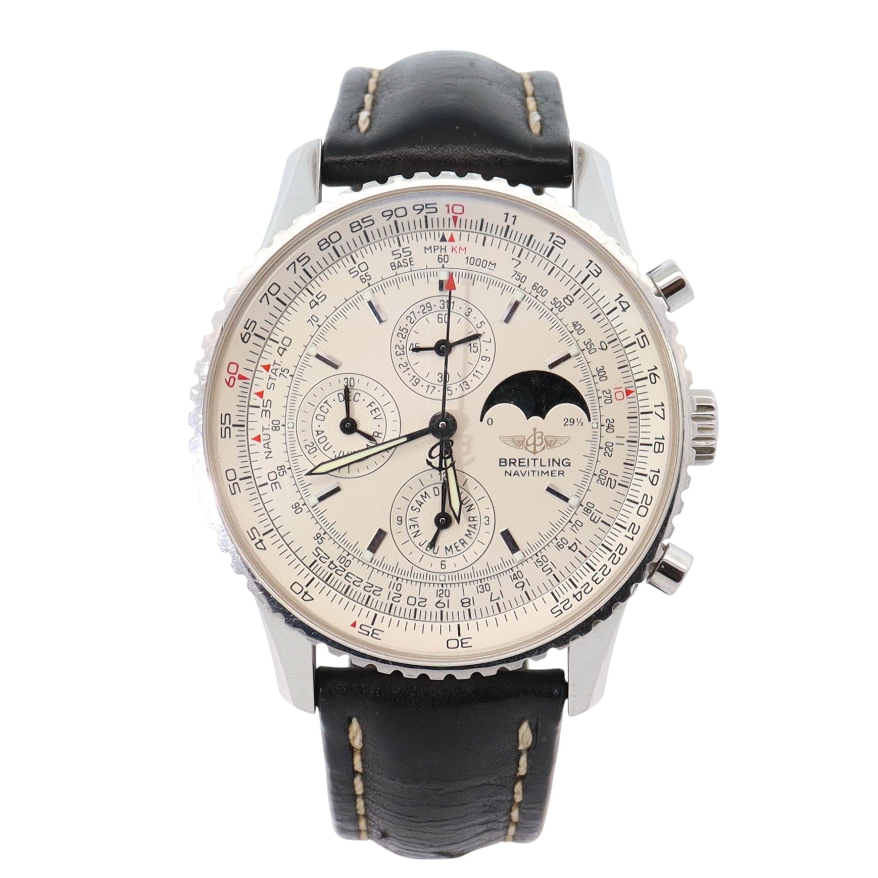 Breitling Navitimer 42mm Silver Dial Watch Ref# A19340 - Happy Jewelers Fine Jewelry Lifetime Warranty