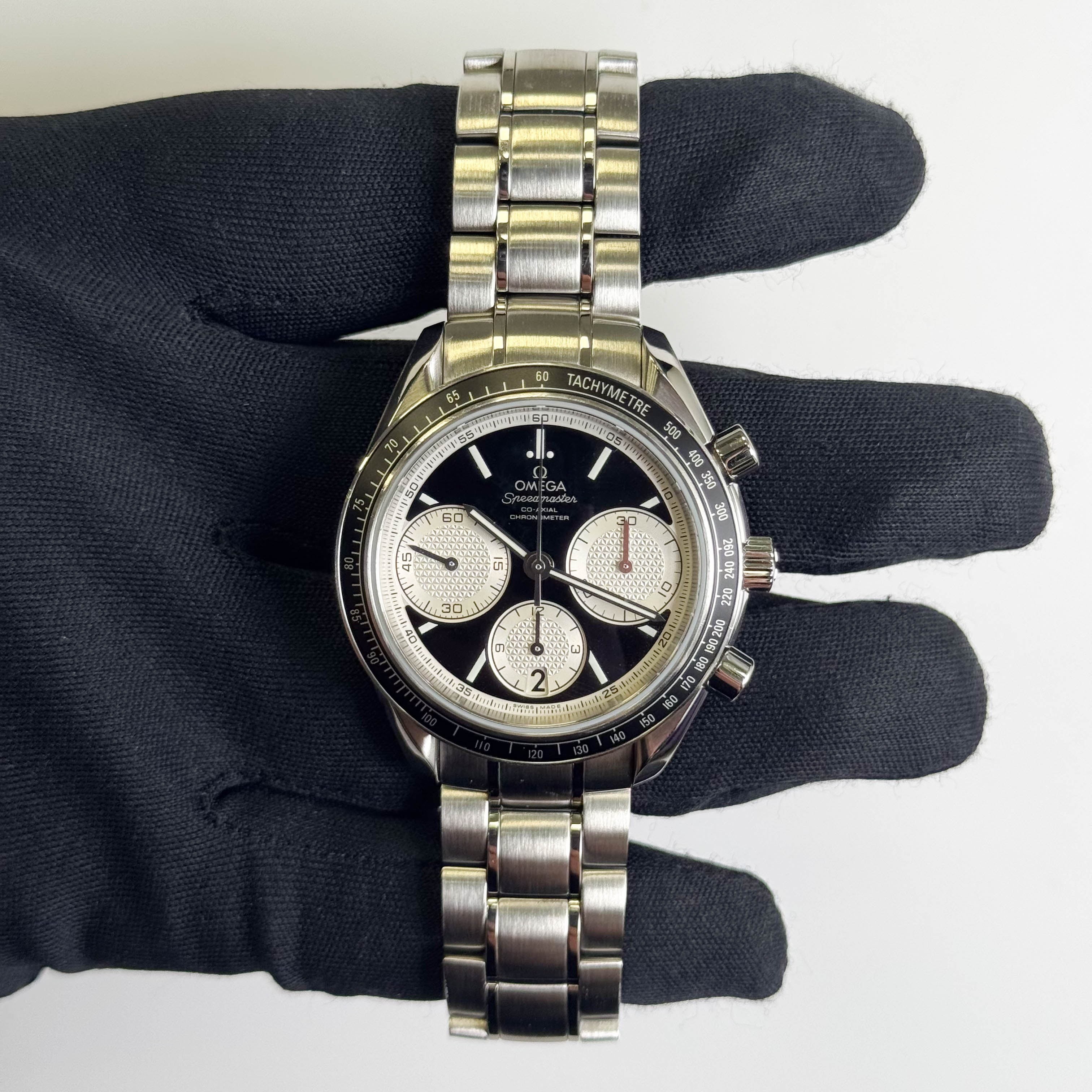 Omega Speedmaster Racing Stainless Steel 40mm Black Chronograph Dial Watch Ref# 326.30.40.50.01.002 - Happy Jewelers Fine Jewelry Lifetime Warranty