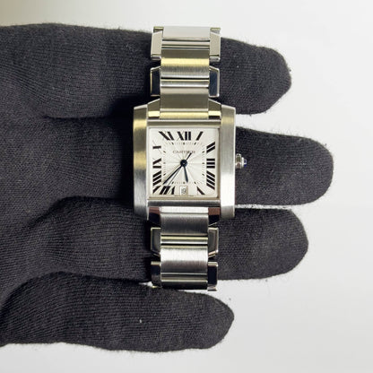 Cartier Tank Française 28mm White Dial Watch Ref# W51002Q3