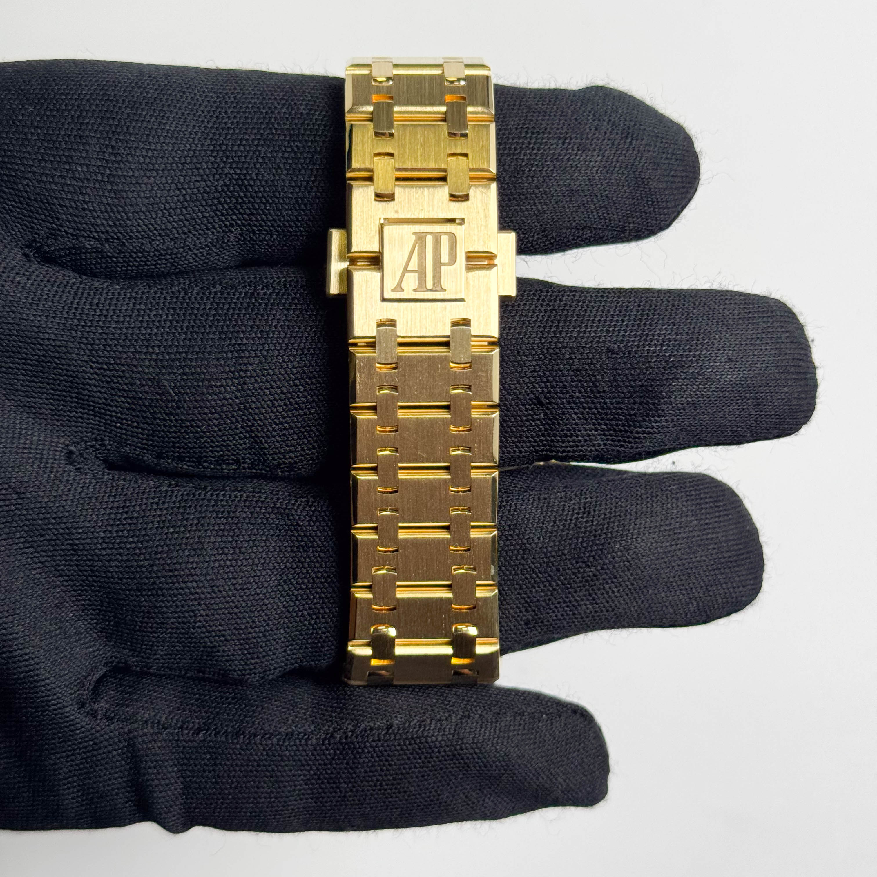 Audemars Piguet Royal Oak Yellow Gold 33mm Blue Dial Watch Ref# 67651BA.ZZ.1261BA.02 - Happy Jewelers Fine Jewelry Lifetime Warranty