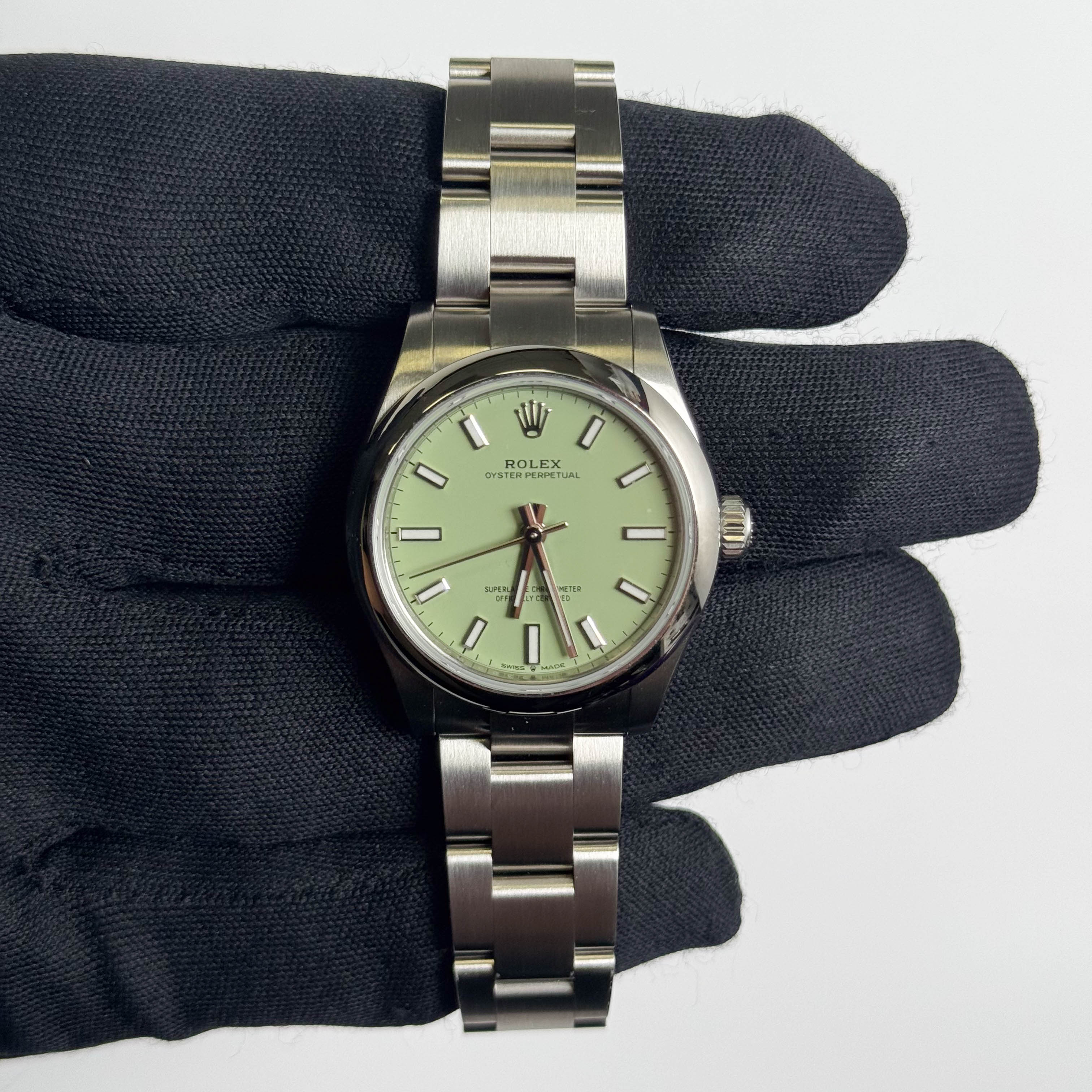 Rolex Oyster Perpetual 31mm Pistachio Dial Watch Ref# 277200 - Happy Jewelers Fine Jewelry Lifetime Warranty