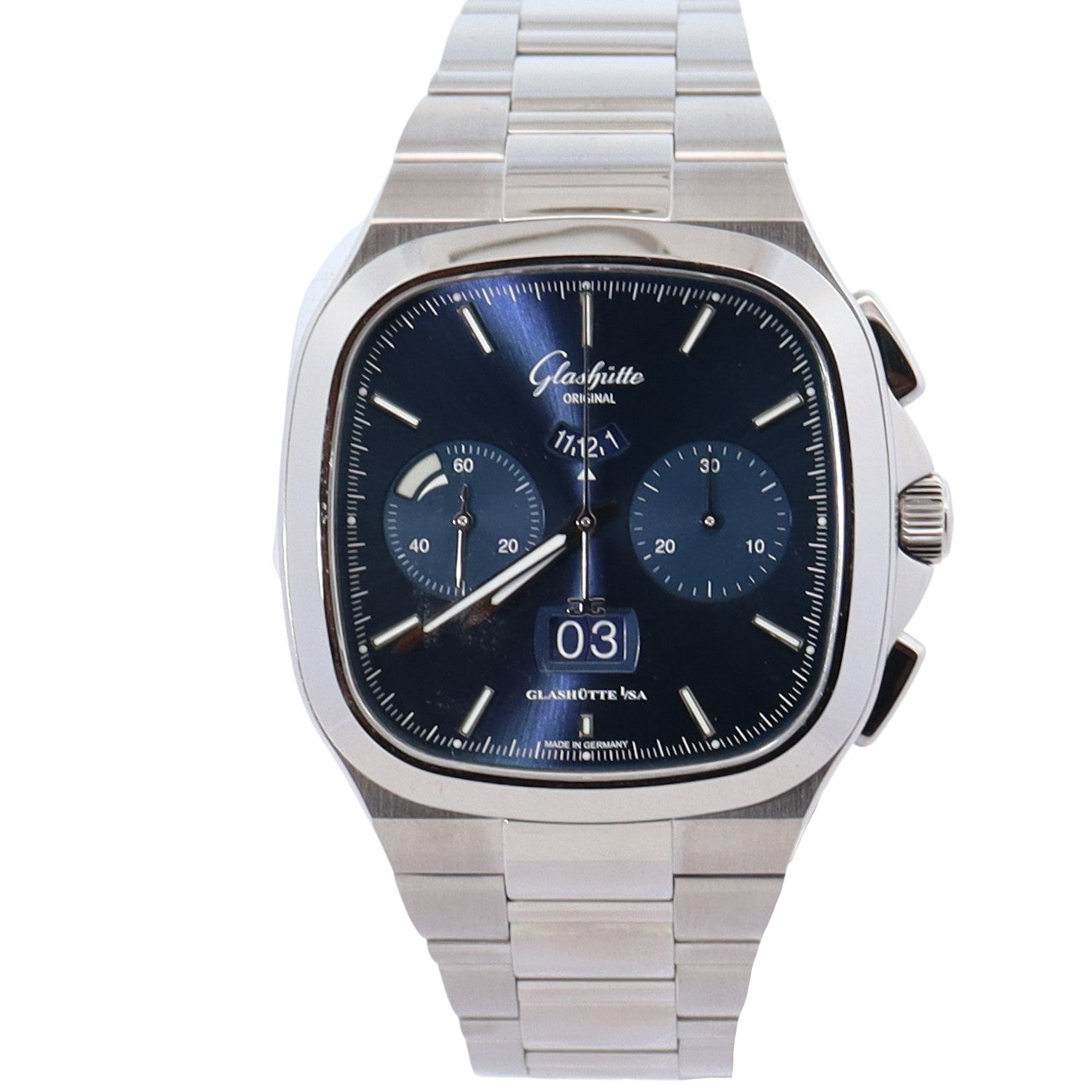 Glashutte Seventies 40mm Blue Dial Watch Ref# 1-37-02-08-02-70 - Happy Jewelers Fine Jewelry Lifetime Warranty