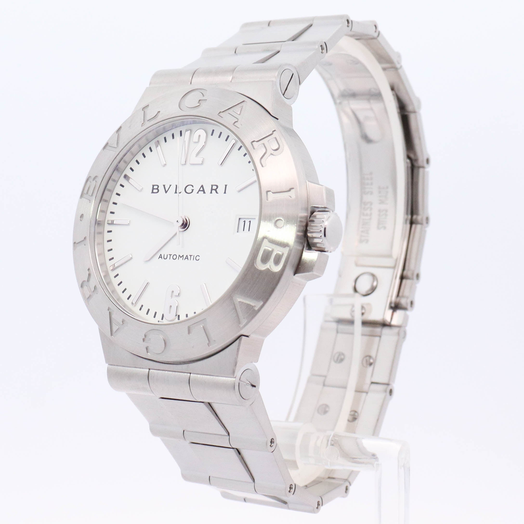 Bvlgari Bvlgari Stainless Steel 30mm White Roman & Stick Dial Watch Reference# 103711 - Happy Jewelers Fine Jewelry Lifetime Warranty