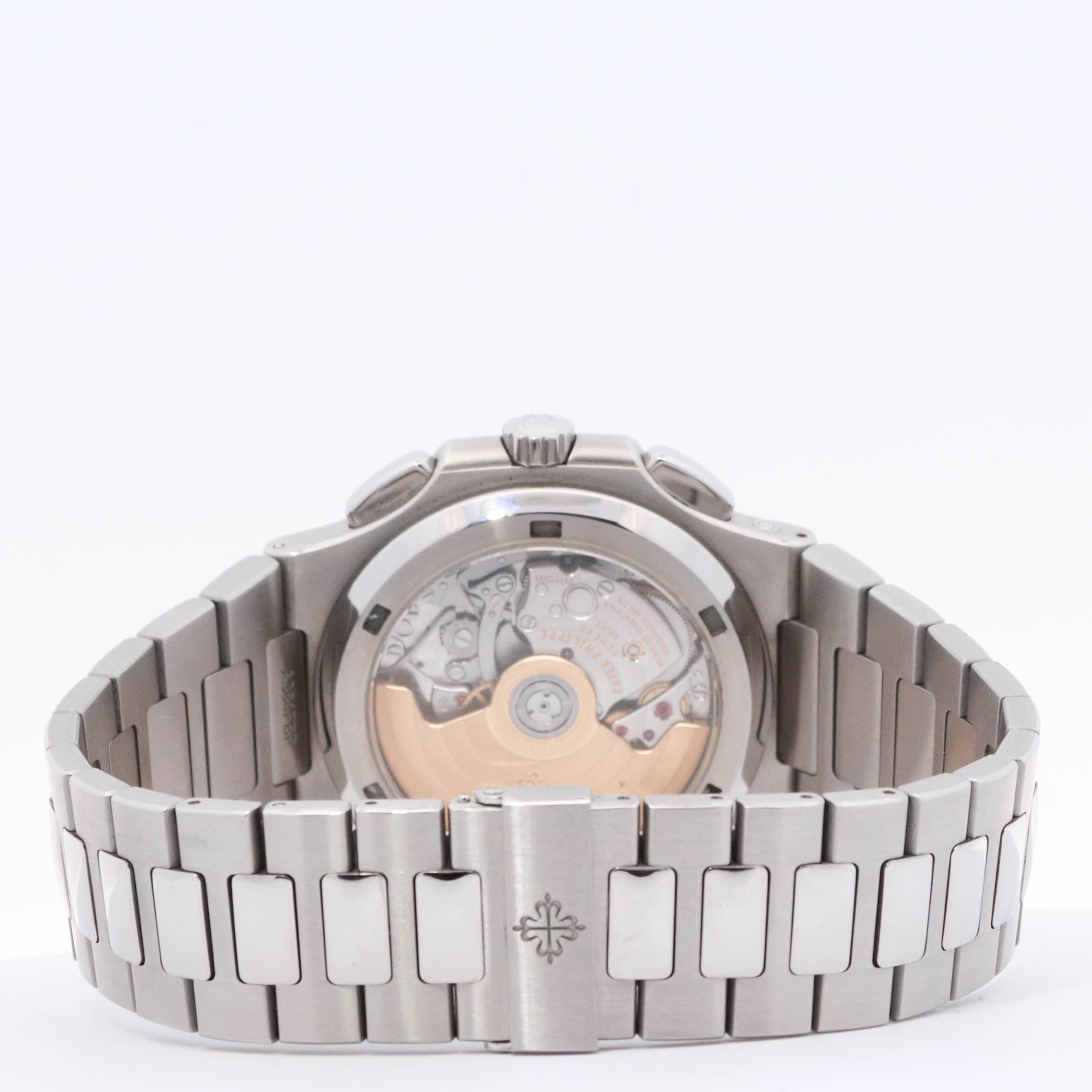 Patek Philippe Nautilus Travel Time 40.5mm Stainless Steel Black Gradated Chronograph Dial Watch Reference# 5990/A1-001 - Happy Jewelers Fine Jewelry Lifetime Warranty