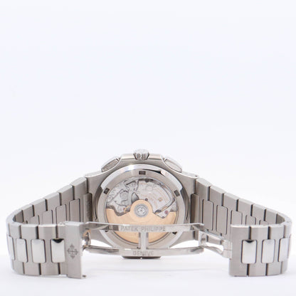 Patek Philippe Nautilus Travel Time 40.5mm Stainless Steel Black Gradated Chronograph Dial Watch Reference# 5990/A1-001 - Happy Jewelers Fine Jewelry Lifetime Warranty