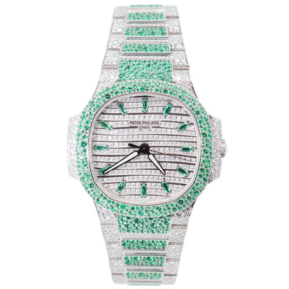 Patek Philippe Nautilus 35mm Pave Dial Watch Ref# 7118/1453G - Happy Jewelers Fine Jewelry Lifetime Warranty